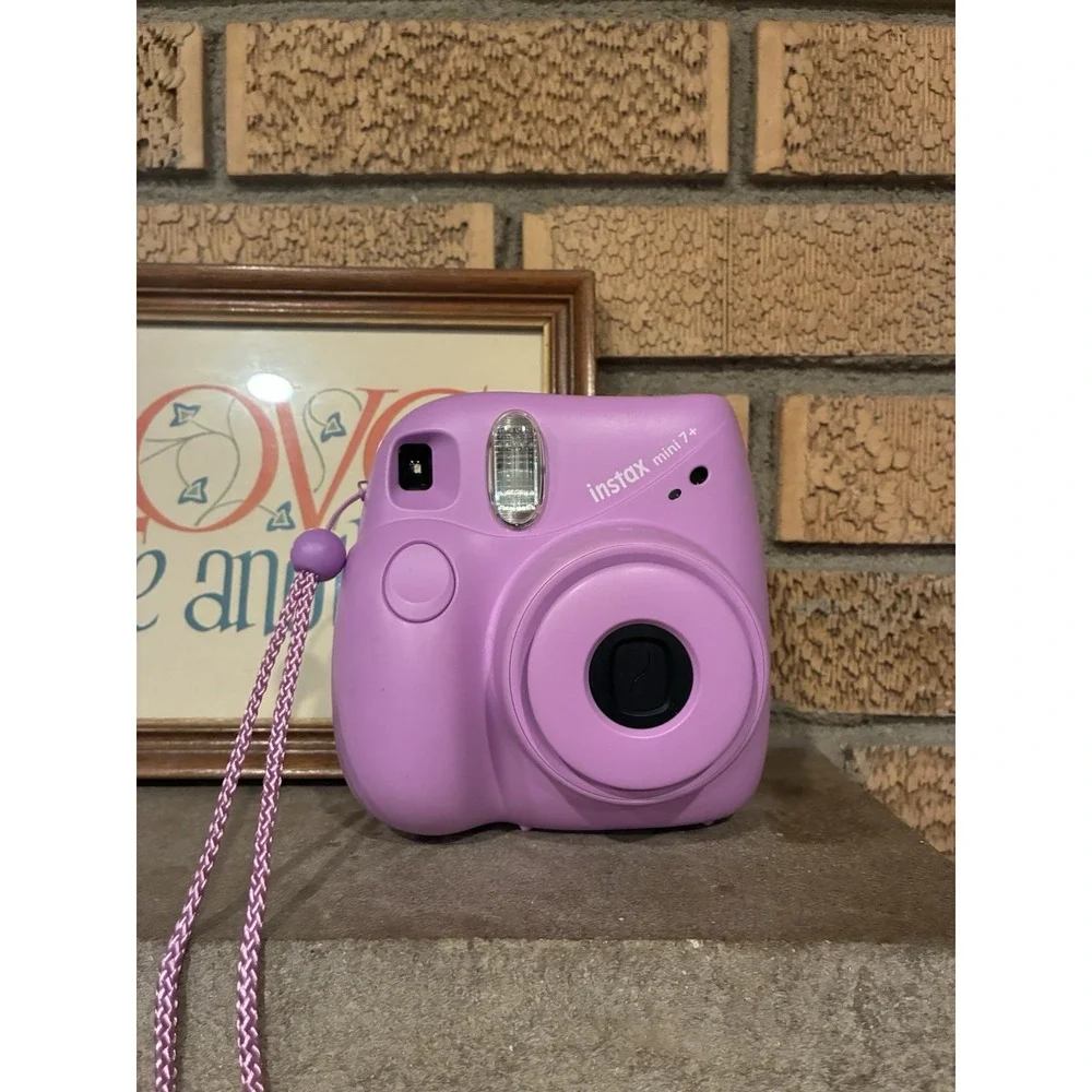 Fujifilm Instax Mini 7+ Instant Film Camera Purple/Pink with Wrist Strap Tested